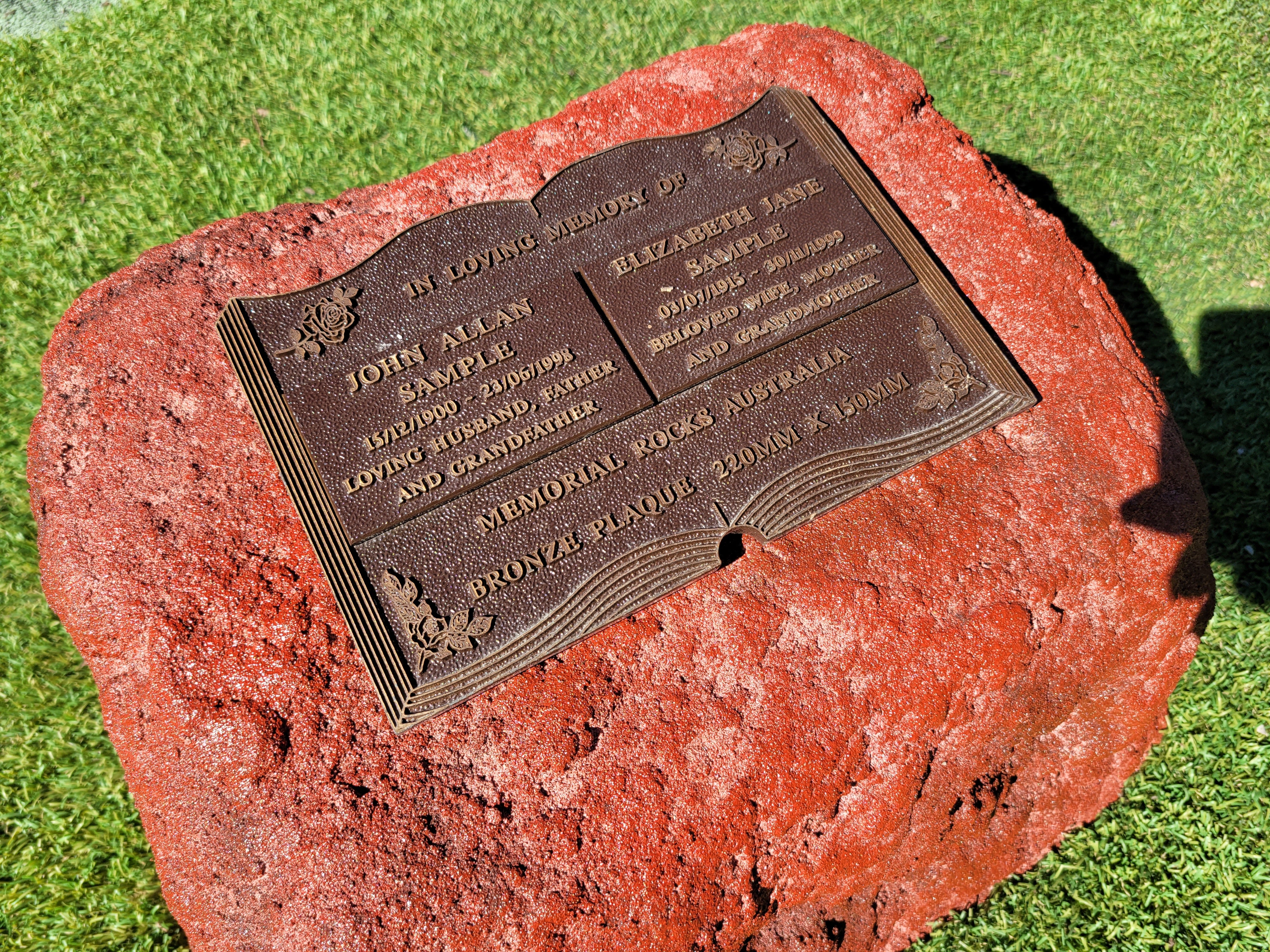 Memorial Rock Urn 1868 Large Double Pink / Red