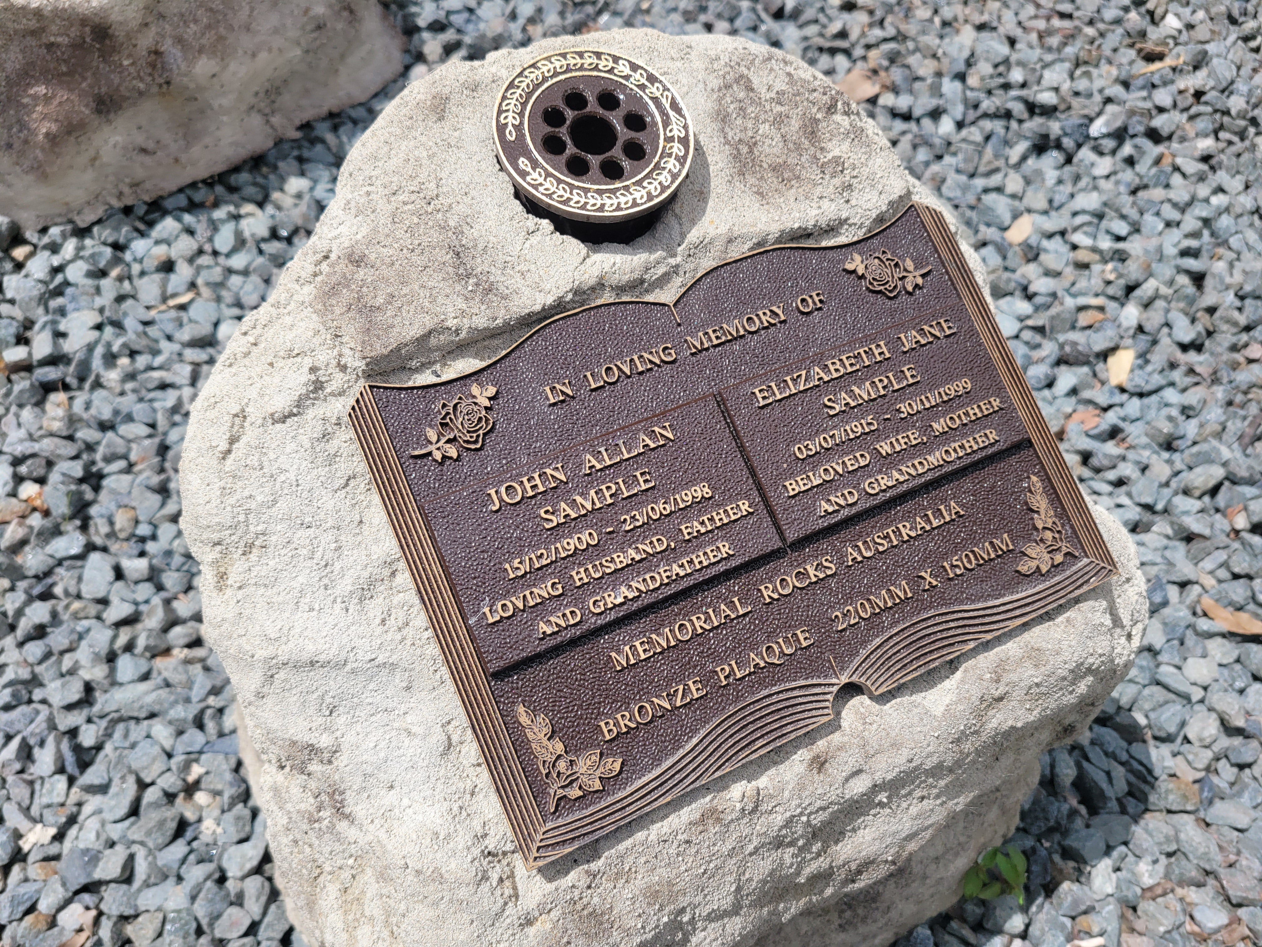 Large Memorial Rock Urn with Vase. 2054 Novelty