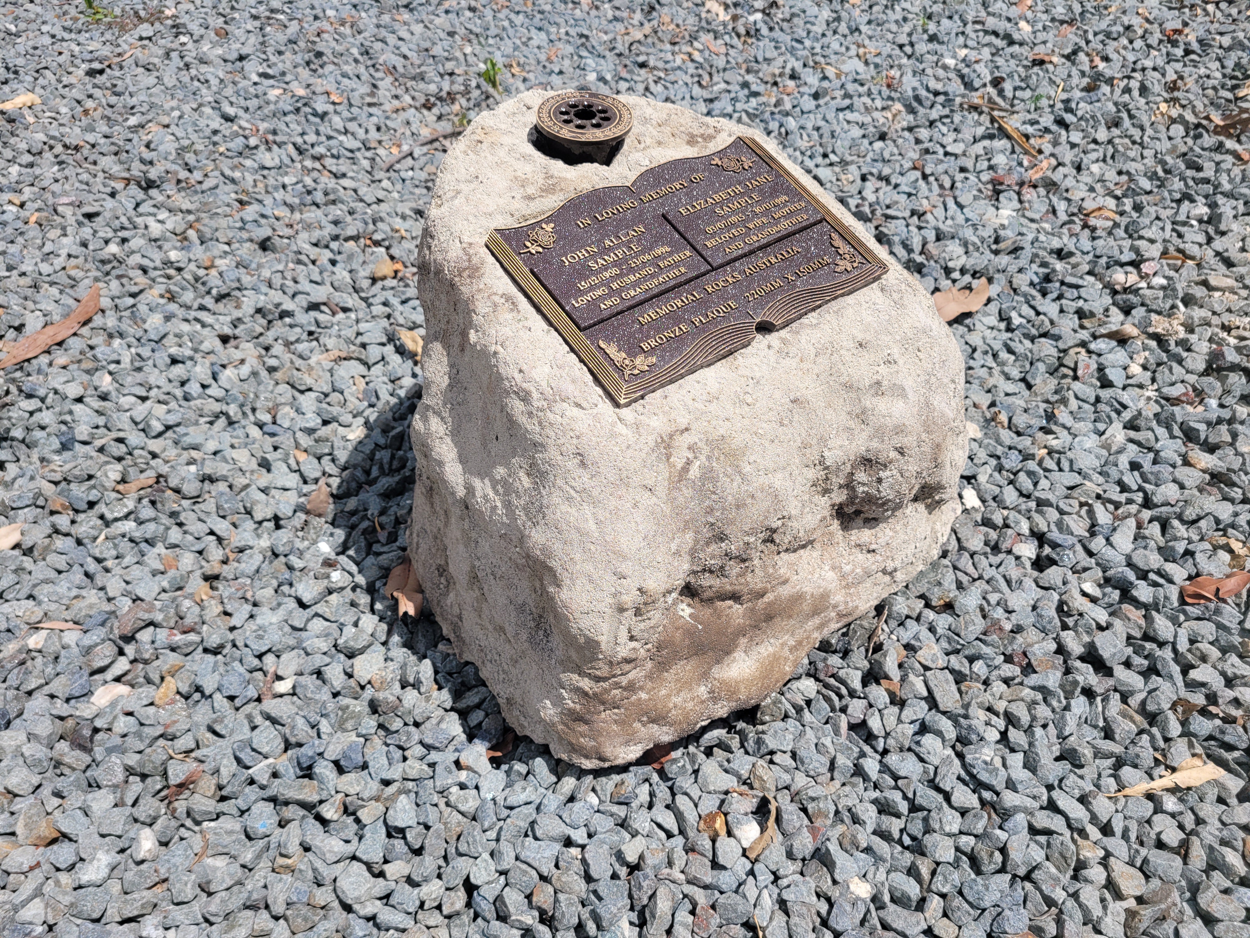 Large Memorial Rocks Large Memorial Rock Urn with Vase. 2055 Novelty – Memorial Rocks Australia