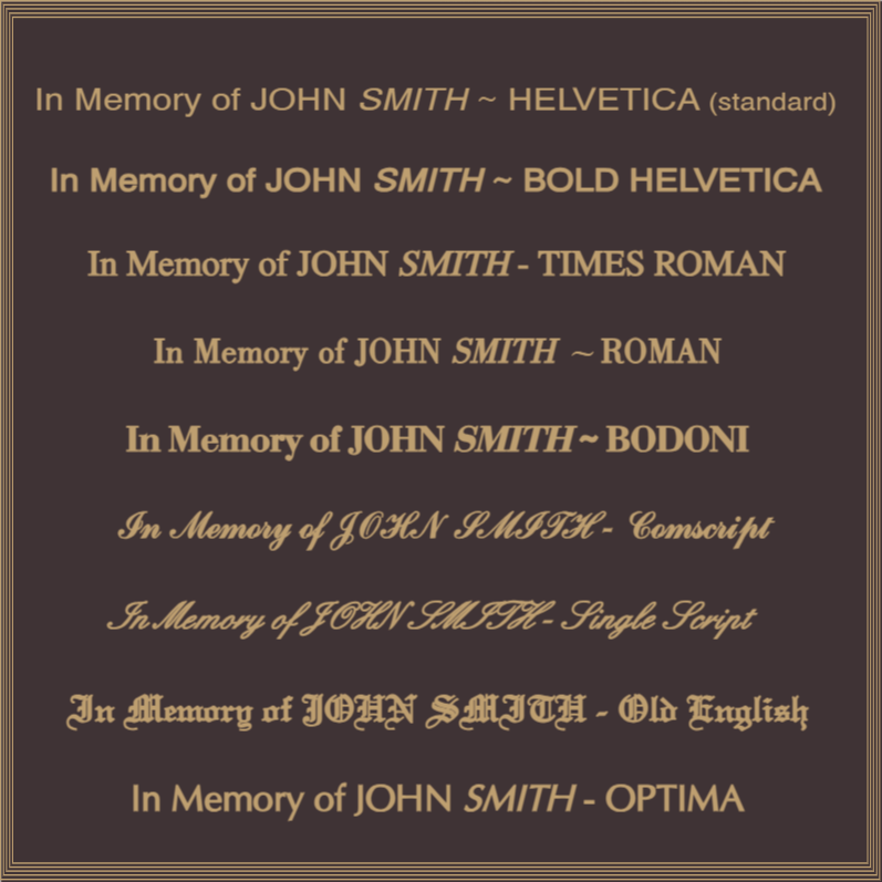 Quality Bronze Plaque Extra Design for Two Names 380mm x 280mm